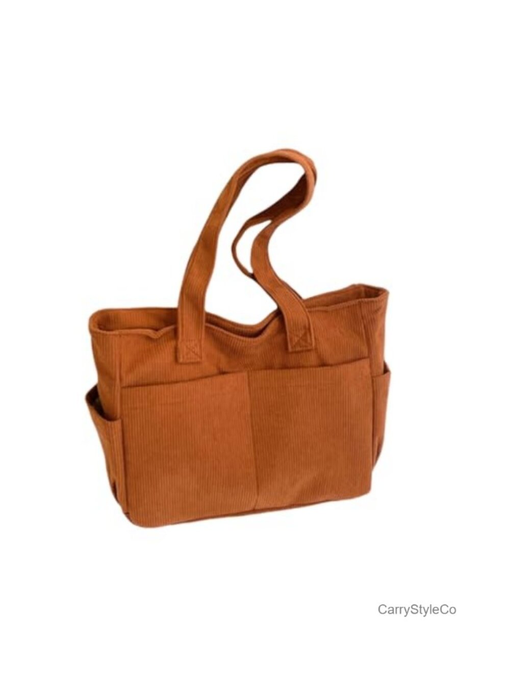 Corduroy Tote Bag Large Capacity Zip Shoulder Handbag for Women
